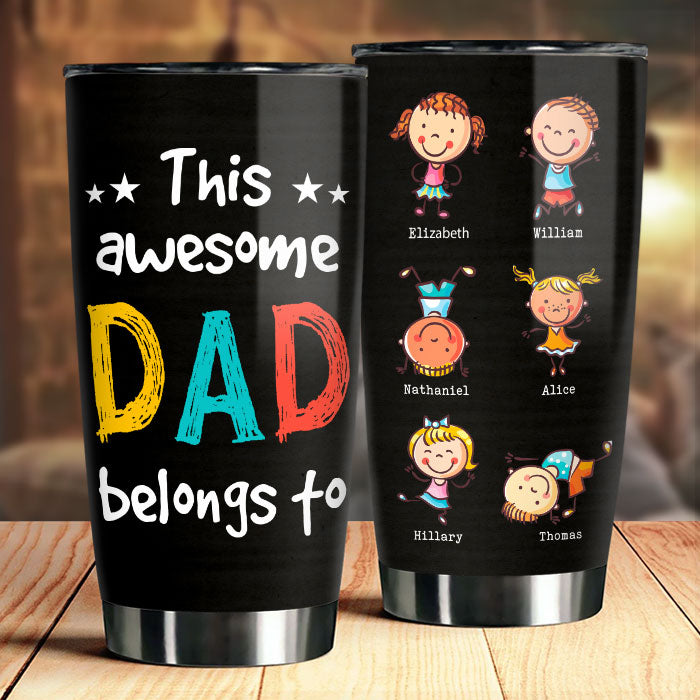 Ce papa génial appartient à ces merveilleux enfants - Cadeau pour la fête des pères - Gobelet personnalisé