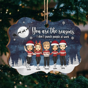 Tu es la raison pour laquelle je ne frappe pas les gens au travail - Décoration de Noël en bois personnalisée en forme de Benelux - Collègue, bureau, appréciation des employés, cadeau d'adieu, ami de travail, amitié entre collègues