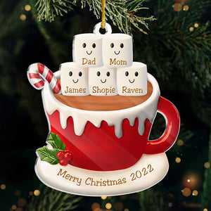 Chocolat chaud et guimauves - Décoration de Noël personnalisée en acrylique - Cadeau pour la famille, cadeau de Noël