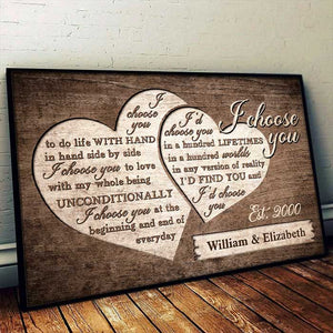 Je t'aime inconditionnellement - Affiche horizontale personnalisée - Cadeau pour couple, mari et femme