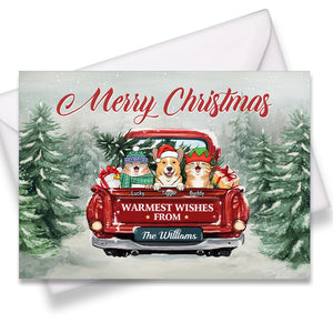 Joyeux Noël, meilleurs vœux de la famille ! Carte postale personnalisée pour chien et chat, cartes de vœux ! Cadeau de Noël pour propriétaires et amoureux des animaux.