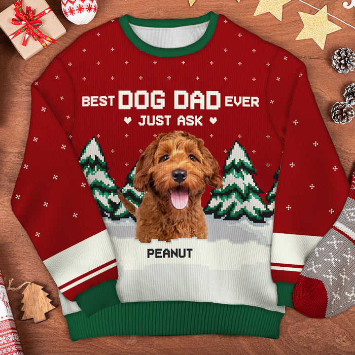 Meilleure maman chat du monde, il suffit de demander - Sweat-shirt de Noël unisexe personnalisé, sweat-shirt en laine, sweat-shirt imprimé intégral - Télécharger une image, cadeau pour les amoureux des animaux, cadeau de Noël