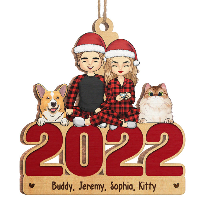 Toi, moi et nos bébés à fourrure - Ornement personnalisé pour chien et chat - Forme unique en bois - Cadeau de Noël pour les propriétaires d'animaux et les amoureux des animaux