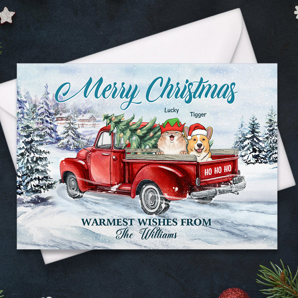 Meilleurs vœux de la famille - Carte postale de Noël personnalisée, carte de Noël, cartes de vœux - Cadeau pour les amoureux des animaux, cadeau de Noël