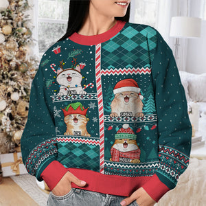 Joyeux Noël ! Sweat-shirt personnalisé avec inscription « Chat » - Pull unisexe en laine - Cadeau de Noël pour les propriétaires et les amoureux des animaux