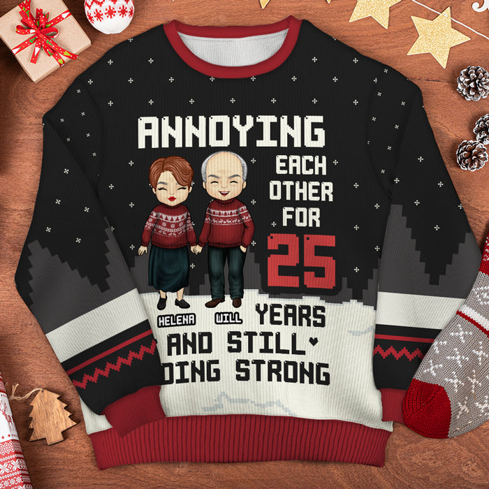 Sweat-shirt de Noël unisexe personnalisé et moche, en laine, imprimé intégral, idéal pour un couple, un mari ou une femme, pour un anniversaire, des fiançailles, un mariage ou Noël.