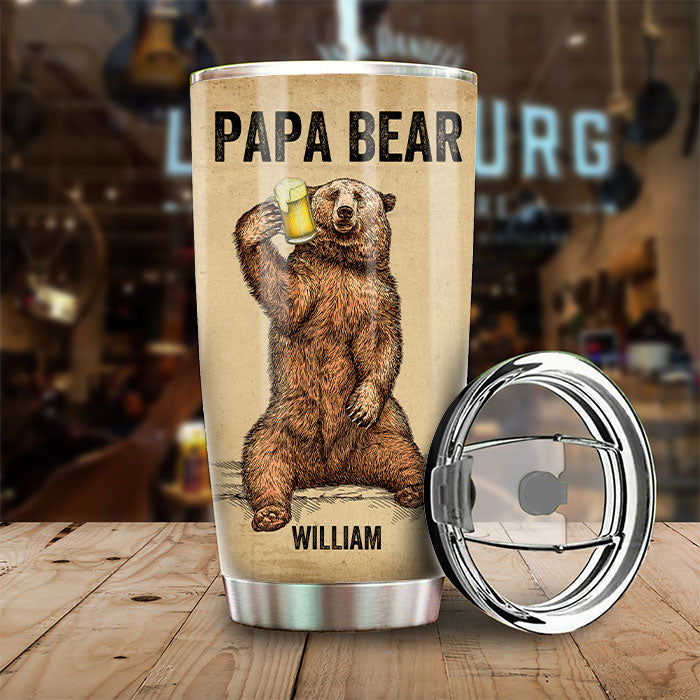 Papa Bear - Dad Bod travaille sur mon pack de six - Cadeau pour papa, grand-père - Gobelet personnalisé