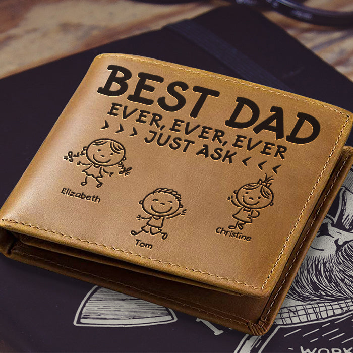 Le meilleur papa du monde ! Demandez-lui ! Portefeuille à deux volets personnalisé ! Cadeau pour papa