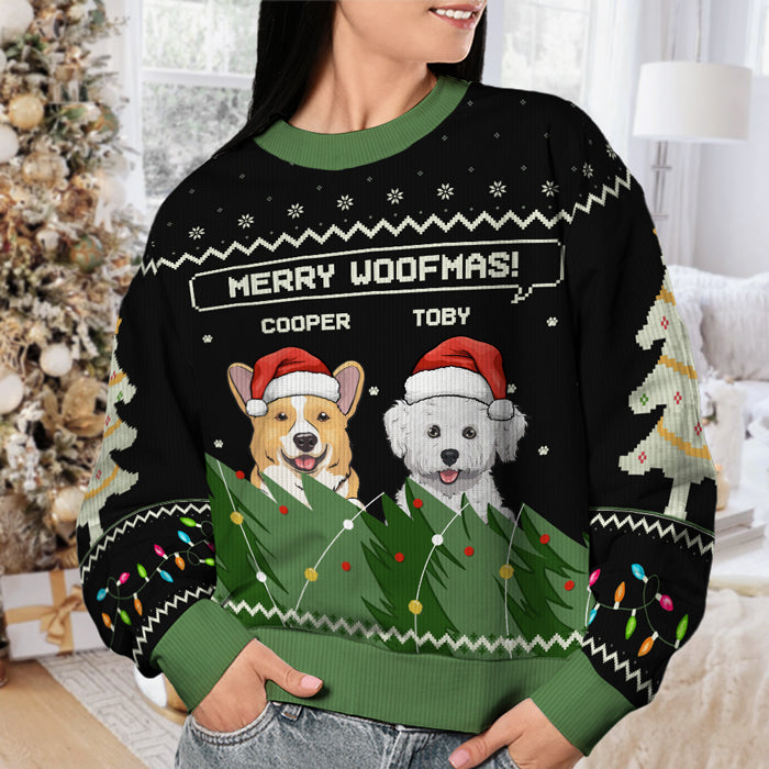 Joyeux Noël ! Sweat-shirt personnalisé pour chien, moche et personnalisé ! Pull unisexe en laine ! Cadeau de Noël pour les propriétaires et les amoureux des animaux.