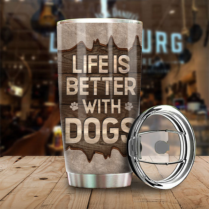 La vie est meilleure avec un chien - Gobelet personnalisé - Cadeau pour les amoureux des animaux