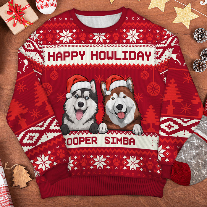 Joyeux Noël pour chiens - Sweat-shirt de Noël unisexe personnalisé, en laine, imprimé intégral - Cadeau pour les amoureux des chiens, des animaux, de Noël