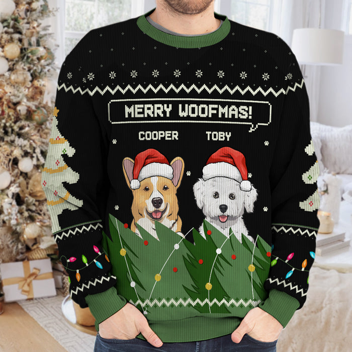 Joyeux Noël ! Sweat-shirt personnalisé pour chien, moche et personnalisé ! Pull unisexe en laine ! Cadeau de Noël pour les propriétaires et les amoureux des animaux.