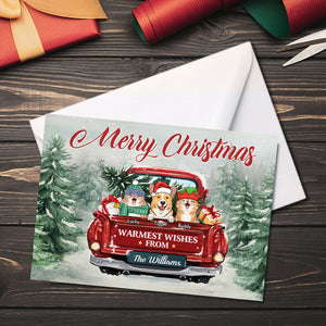 Joyeux Noël, meilleurs vœux de la famille ! Carte postale personnalisée pour chien et chat, cartes de vœux ! Cadeau de Noël pour propriétaires et amoureux des animaux.
