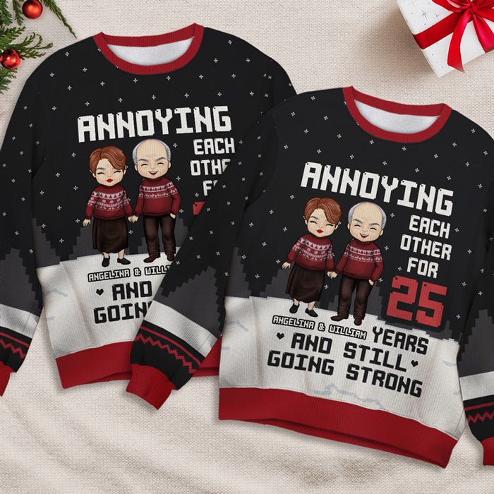 Sweat-shirt de Noël unisexe personnalisé et moche, en laine, imprimé intégral, idéal pour un couple, un mari ou une femme, pour un anniversaire, des fiançailles, un mariage ou Noël.