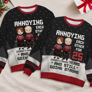 Sweat-shirt de Noël unisexe personnalisé et moche, en laine, imprimé intégral, idéal pour un couple, un mari ou une femme, pour un anniversaire, des fiançailles, un mariage ou Noël.
