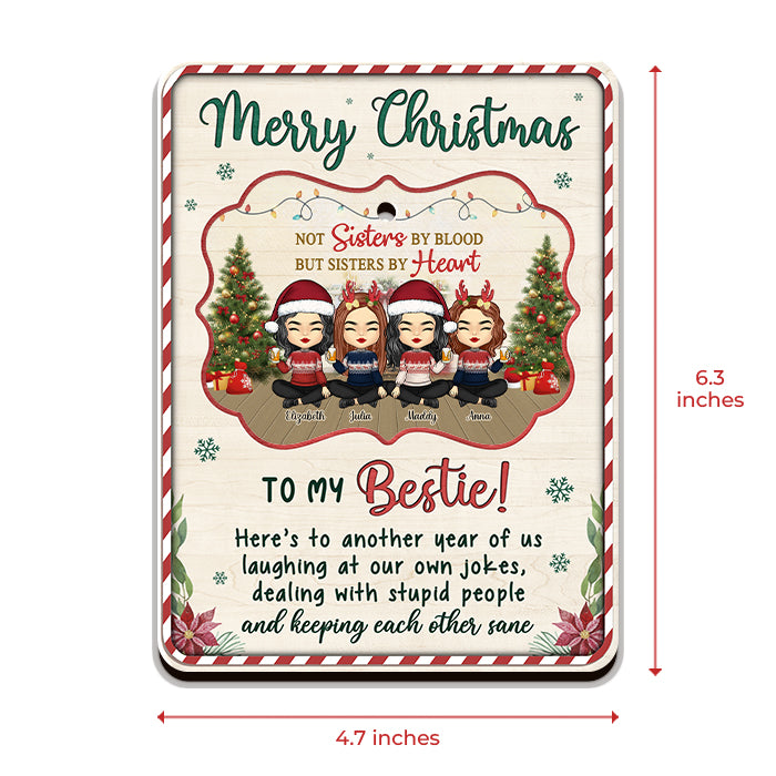 Joyeux Noël à mes sœurs de cœur - Carte de Noël personnalisée en bois avec ornement amovible - Cadeau pour meilleure amie, meilleure amie, sœur, cadeau d'anniversaire pour meilleure amie et amie, cadeau de Noël