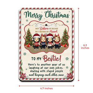 Joyeux Noël à mes sœurs de cœur - Carte de Noël personnalisée en bois avec ornement amovible - Cadeau pour meilleure amie, meilleure amie, sœur, cadeau d'anniversaire pour meilleure amie et amie, cadeau de Noël