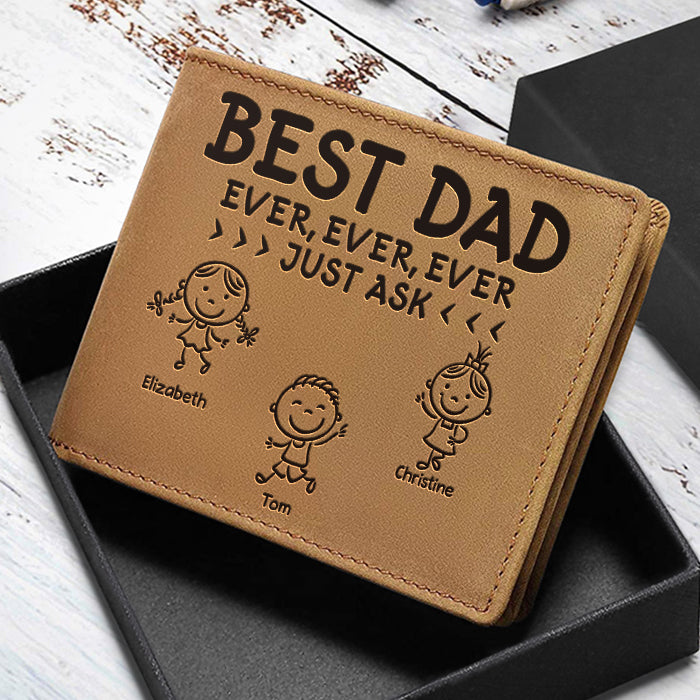 Le meilleur papa du monde ! Demandez-lui ! Portefeuille à deux volets personnalisé ! Cadeau pour papa