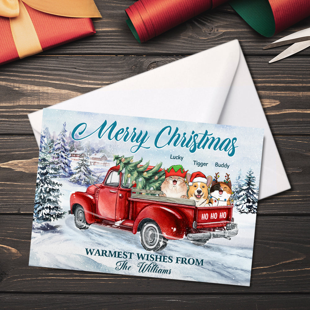 Meilleurs vœux de la famille - Carte postale de Noël personnalisée, carte de Noël, cartes de vœux - Cadeau pour les amoureux des animaux, cadeau de Noël