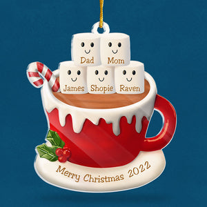Chocolat chaud et guimauves - Décoration de Noël personnalisée en acrylique - Cadeau pour la famille, cadeau de Noël