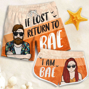 Si tu es perdu, reviens voir ton chéri ! Short de plage personnalisé pour couple ! Cadeau pour couple, mari et femme