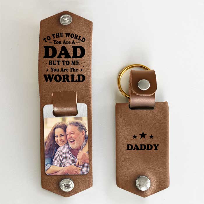 Tu es tout pour moi - Porte-clés personnalisé en cuir PU - Télécharger une image, cadeau pour papa