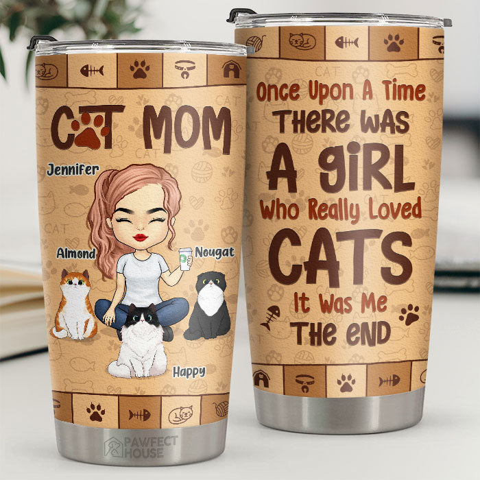 Il était une fois une fille qui aimait vraiment les chats, c'était moi - Gobelet personnalisé - Cadeau pour les amoureux des chats, propriétaires de chats, cadeau pour chat, cadeau pour les amoureux des animaux