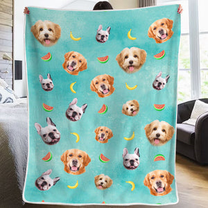 Adorables animaux et icônes de fruits - Couverture personnalisée - Télécharger une image, cadeau pour les amoureux des animaux, cadeau de Noël