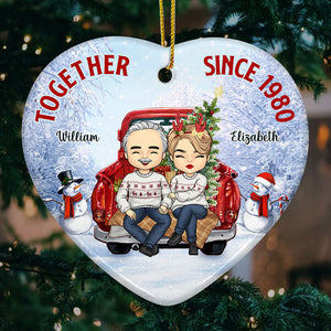 Depuis que nous sommes ensemble - Décoration de Noël personnalisée en céramique en forme de cœur - Cadeau pour couple, mari et femme, anniversaire, fiançailles, mariage, cadeau de mariage, cadeau de Noël