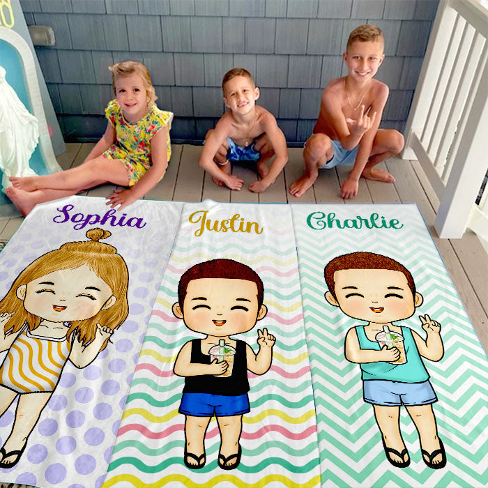 Sel dans l'air, sable dans nos cheveux - Serviette de plage personnalisée - Cadeau pour la famille, cadeau pour les enfants, cadeau de Noël