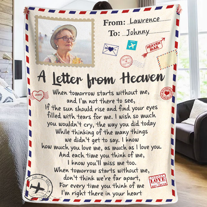 Pour chaque fois que tu penses à moi, je suis là dans ton cœur - Couverture personnalisée commémorative - Télécharger une image, cadeau de condoléances, cadeau de Noël pour les membres de la famille