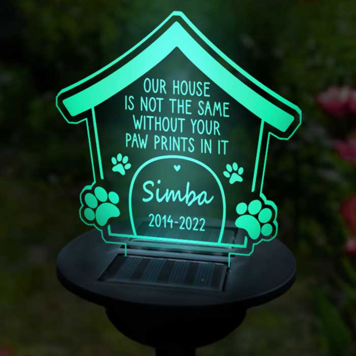 Empreintes de pattes « Sans toi » – Lampe solaire de jardin commémorative personnalisée – Cadeau commémoratif, cadeau de condoléances