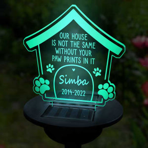 Empreintes de pattes « Sans toi » – Lampe solaire de jardin commémorative personnalisée – Cadeau commémoratif, cadeau de condoléances