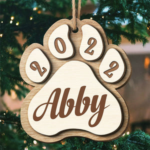 Noël approche - Décoration de Noël personnalisée en bois à 2 couches en forme de patte - Cadeau pour les amoureux des animaux, cadeau de Noël