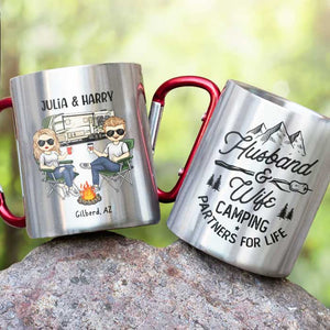 Couples de camping pour la vie - Mug de camping personnalisé avec mousqueton - Cadeau pour les amoureux du camping