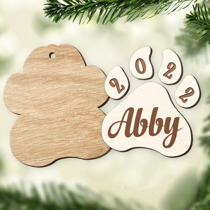 Noël approche - Décoration de Noël personnalisée en bois à 2 couches en forme de patte - Cadeau pour les amoureux des animaux, cadeau de Noël
