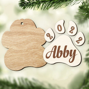 Noël approche - Décoration de Noël personnalisée en bois à 2 couches en forme de patte - Cadeau pour les amoureux des animaux, cadeau de Noël