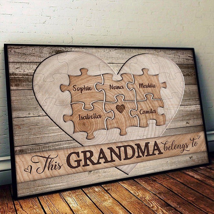 Wooden Heart - Belong To - Personalized Horizontal Poster.