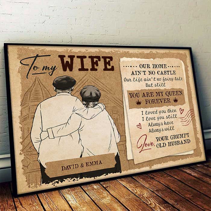 Tu es ma reine pour toujours - Affiche horizontale personnalisée - Cadeau pour couples, mari et femme