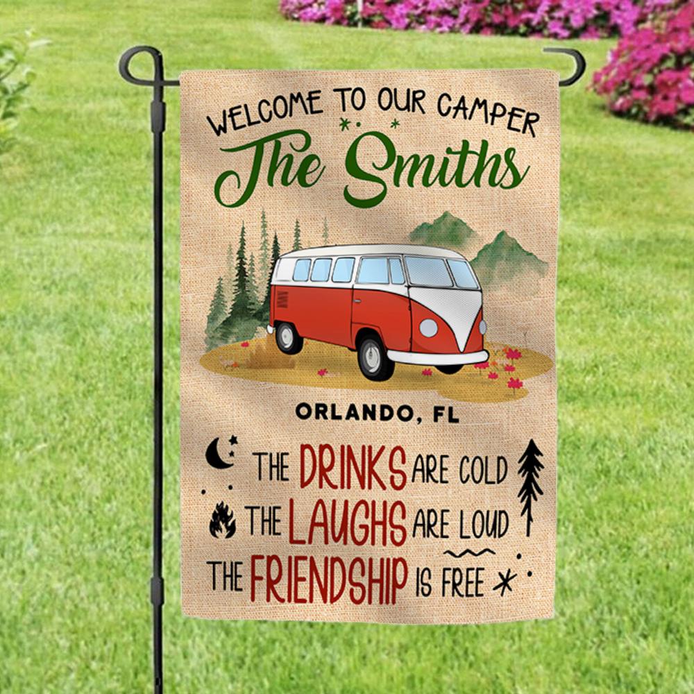 Welcome To Our Camper - Personalized Flag.