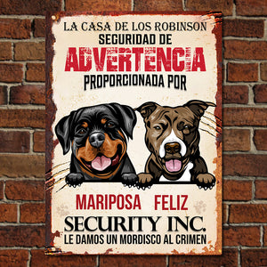 Nous prenons une bouchée de la criminalité Francais - Funny Personalized Dog Metal Sign.