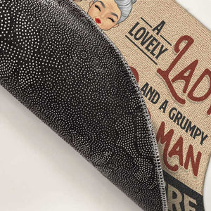 A Lovely Lady & A Grumpy Old Man - Personalized Decorative Mat - Anniversary Gifts, Gift For Couples, Husband Wife