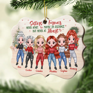 Sisters Forever, Never Apart - Maybe In Distance But Never At Heart - Personalized Shaped Ornament.