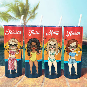 Chibi Summer Vacation Sunset - Gobelet fin personnalisé - Cadeau pour meilleure amie