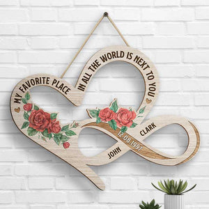 I Wanna Stay Next To You - Personalized Shaped Wood Sign - Gift For Couples, Husband Wife