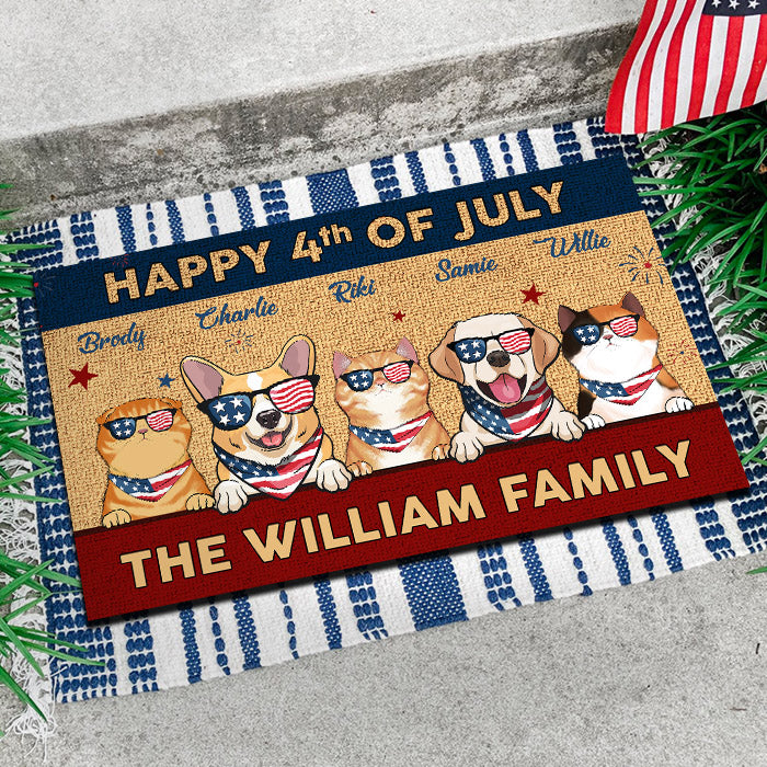 Happy American Independence Day - 4th Of July - Funny Personalized Pet Decorative Mat (Cat & Dog).