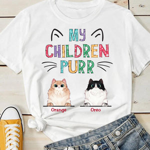My Children Purr - Funny Personalized Cat T-shirt.