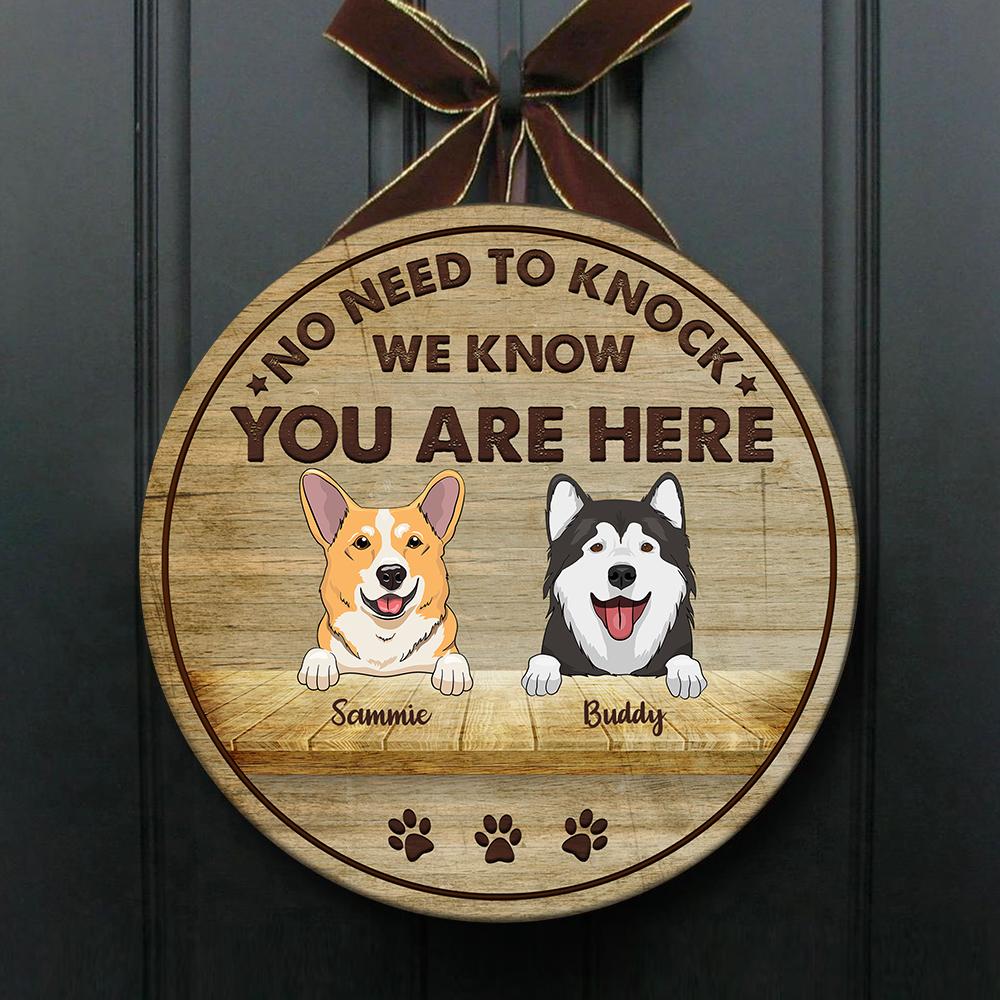 No Need To Knock - Funny Personalized Dog Door Sign.