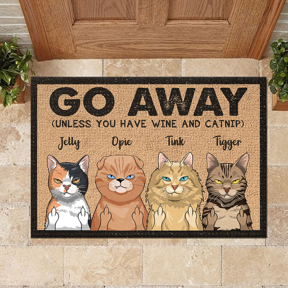 Go Away Unless You Have Wine And Catnip - Funny Personalized Cat Decorative Mat.