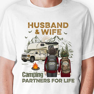 Partenaires de camping pour la vie - T-shirt unisexe personnalisé, sweat à capuche, sweat-shirt - Cadeau pour couple, mari et femme, anniversaire, fiançailles, mariage, mariage, cadeau de camping